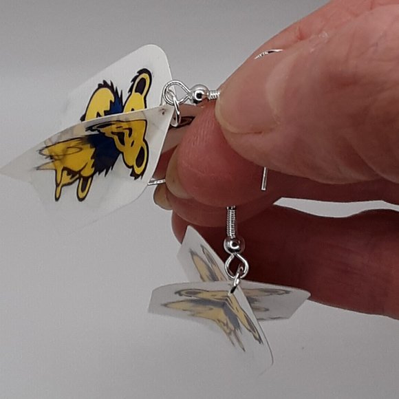 1987 Vintage Grateful Dead GDM Handcrafted Dart Flight Earrings Dancing Bears - Picture 5 of 14
